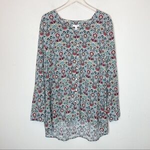 J. Jill Women's Multicolored Paisley and Floral Print Blouse XL